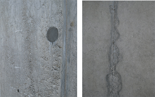 写真-1　柱コンクリートに発生した砂すじの一例