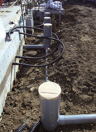 排水枡と排水管の施工状況①
