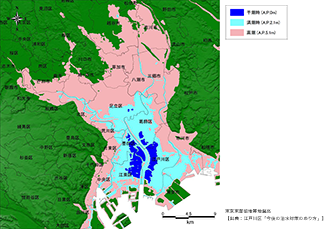 図４）東京東部低地帯地盤高