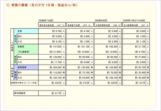表1）首都直下地震等による東京の被害想定